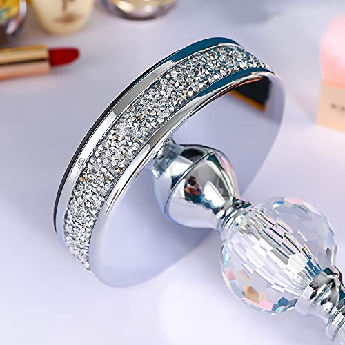 Hanjue Makeup Mirror, 360 Degree Swivel Vanity Mirror, Crystal Cosmetic Mirror, 1X/5X Magnifying Double Sided Mirror,Adjustable Makeup Mirror M020