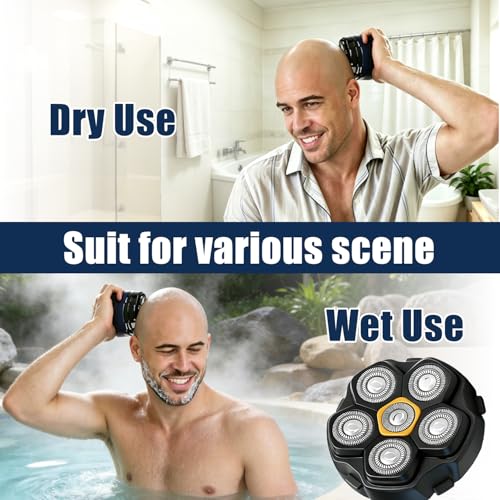 Magnetic 6-Blade Replacement Heads for Electric Shavers 2 Packs - Waterproof & Self-Sharpening