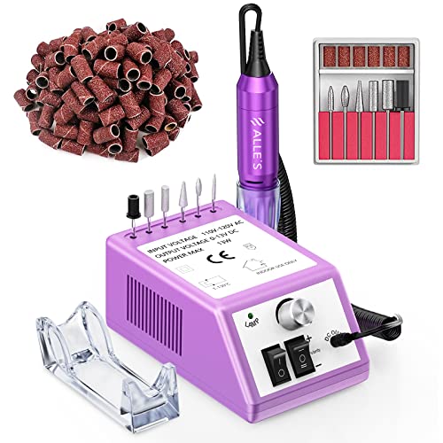 Purple 20000RPM Professional Nail Drill Machine with 6 Bits & 106 Sanding Bands