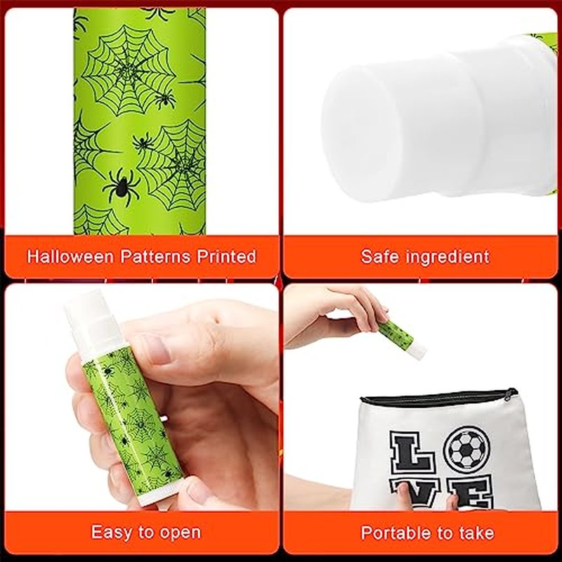 40 Pcs Halloween Lip Balms Bulk, Ghost Spiderweb Skull Bat Design Lip Moisturizers for Adults Summmer Halloween Party Supplies Favor Gifts, 4 Styles