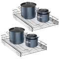 Pull Out Cabinet Organizer 2 Pack - 15W x 21D Inch Sliding Shelves for Kitchen & Bathroom
