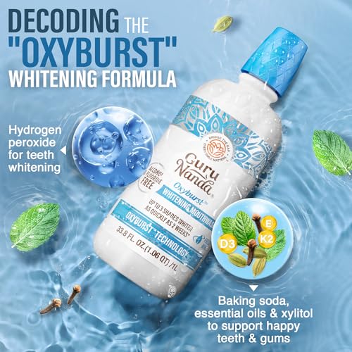 Whitening Mouthwash 33.8 Fl Oz Pack of 2 – Alcohol & Fluoride Free, 3 Shades Whiter Teeth