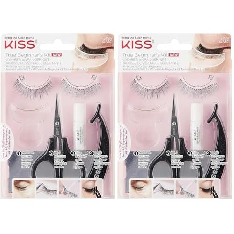KISS Lashes True Beginner's All-In-One Lash Extensions Kit, 1 Pair (Pack of 2)