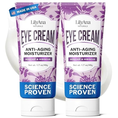 LilyAna Naturals Eye Cream for Dark Circles and Puffiness, Under Eye Cream for Wrinkles and Bags, Anti Aging helps Improve Dryness; for Sensitive Skin (1.7 Ounce, Pack of 2)