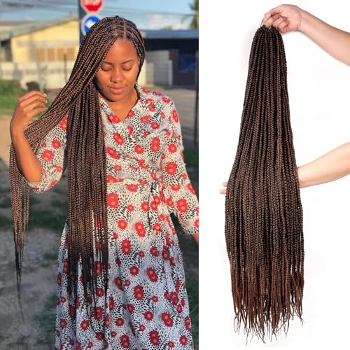 Pre Looped Crochet Box Braids T30 - Ombre Brown Goddess Box Braids 40 Inch - 7 Packs