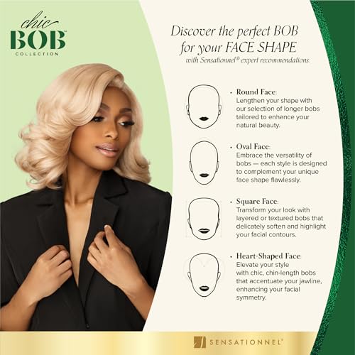 Sensationnel Chicbob Lace Front Wig - Jet Black, Pre-Plucked, 5 Inch Deep HD Lace, Short Bob Style - Variation 1 JetBlack