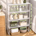 White Stackable Metal Cabinet Shelves - Heavy Duty Pantry Storage, 4 Pack