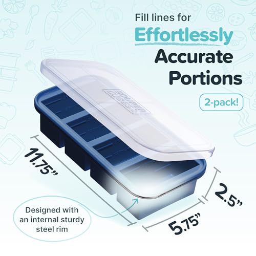 Blueberry 4-Pack Silicone Freezer Molds with Lids - Soup, Broth, Rice Portions