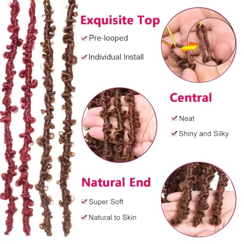 12 Inch Blonde Butterfly Locs Crochet Hair - 6 Packs, Short Faux Locs, Distressed Style
