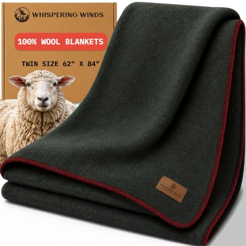 Military Green Wool Blanket Twin Size 62x84 - Extreme Winter Warmth