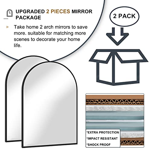 20x30 Black Arched Wall Mirror Set - Modern Bathroom & Entryway Decor