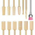GLIX 13-Piece Gold Nail Drill Bits Set for Acrylic & Gel Removal - Ambidextrous
