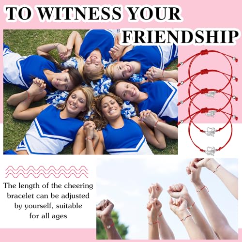 91 Pcs Gifts for Cheerleader Cheer Gifts Bulk Cheer Makeup Bag & Keychain & Bracelet & Waterproof Stickers for Women Girls Teammates Gift Team(Red)