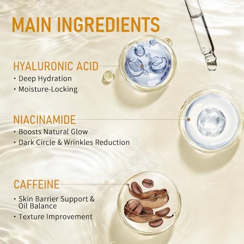 Advanced Face Serum Set 3 PCS - 5% Caffeine Solution + Niacinamide + Hyaluronic Acid Serums - Anti-Aging Serum Reduces Wrinkles, Minimizes Pores & Firming, Improves Texture for All Skin Types