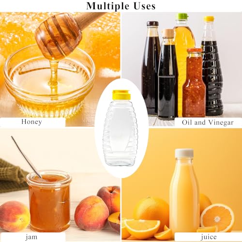 80 Pack 16oz Clear Food Grade Plastic Honey Bottles with Flip-Top Lids - Refillable & Leakproof