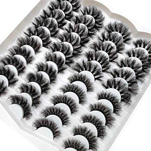 Fluffy Mink Lashes 20 Pairs Dramatic Thick Long 5D False Eyelashes 20mm 4 Styles D Curl Fake Eyelashes Pack, by Kmilro
