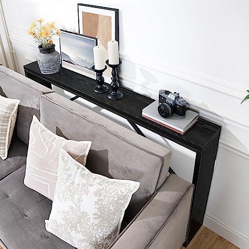 Console Table 62.2 Inch Black Sofa Behind Couch Modern Industrial Design