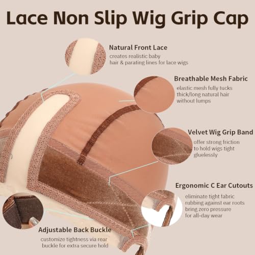 Adjustable Velvet Wig Grip Cap for Secure Fit & Non-Slip Hold - Caramel/Type B