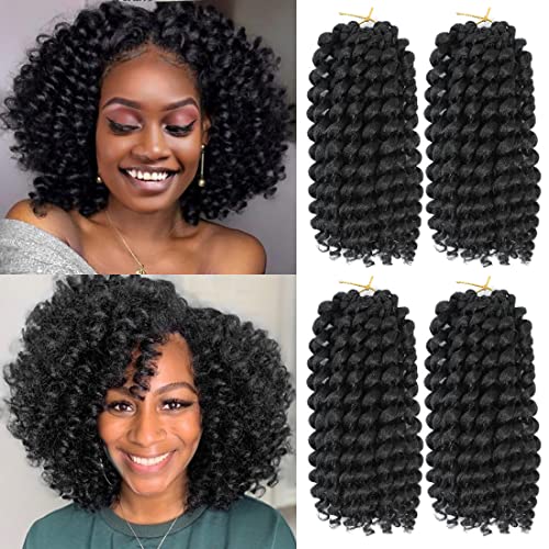 GetMaige 12 Inch Jamaican Bounce Crochet Hair 4 Packs 72 Roots Natural Black