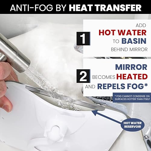 Fogless Shower Mirror with Real Glass & Adjustable Hook - 8x7 Inches Chrome