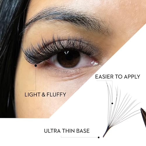 One V Salon Pro 14D Promade Loose Fans, 1000 Premade Extreme Mega Volume Lash Fans | D Curl | 0.05 mm | 8?15 mm Mixed Lengths | Thin Base, Hand-Crafted Eyelash Extensions(14D-0.05-D-Curl)