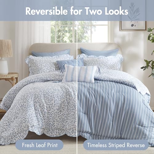 Madison Park Blue Floral Reversible King Comforter Set 5PC Bedding