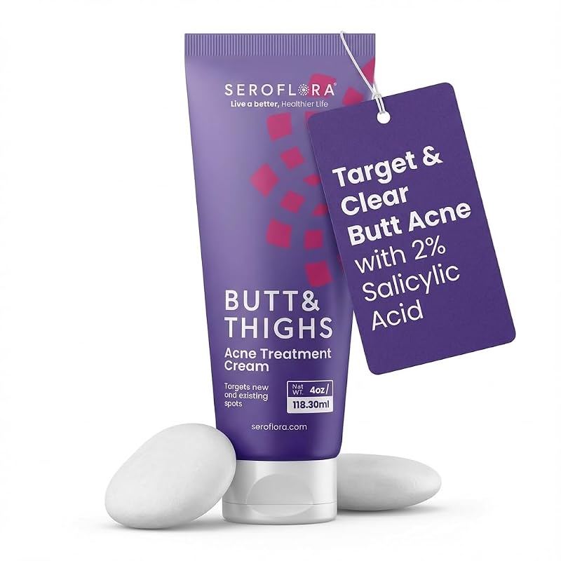 Butt & Thighs Acne Treatment Cream, 4 Fl Oz – Salicylic Acid 2% Natural Balance