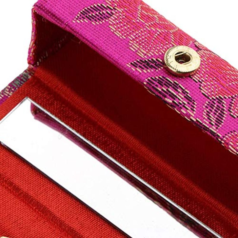 5pcs Lipstick Case Lipstick Holder Flower Design Makeup Jewelry Holder Box Lip with Mirror - Random Color