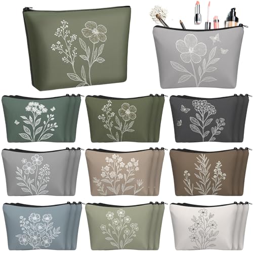 Sweetude Vintage Flower Makeup Bag Set - 30 Boho Travel Cosmetic Pouches with Zipper - Variation of THIS listing