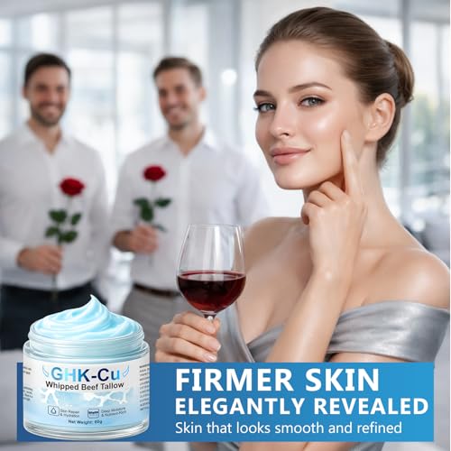 Richie House GHK-Cu Copper Peptide & Grass-Fed Tallow Balm - Whipped Beef Tallow Moisturizer - Infused with GHK-Cu Copper Peptides, Methylene Blue & Raw Honey, Anti-Aging Face Balm for All Skin, 2 oz