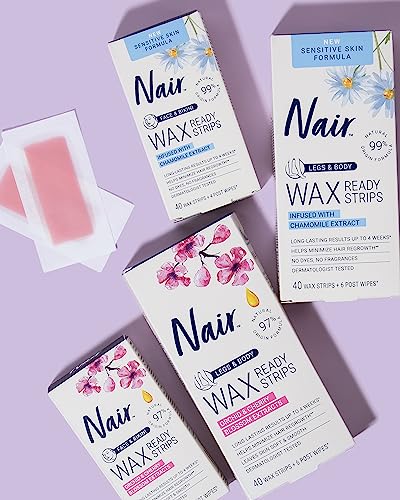 Nair Hair Remover Wax Ready Strips 3-Pack - 120 Count for Legs & Body, No Mess Hair Removal Kit