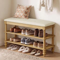 VASAGLE Wooden Entryway Shoe Bench with 2 Tiers, Natural Brown, 31.5" Wide