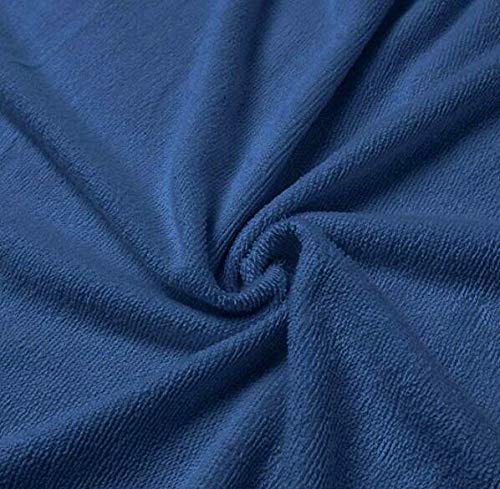 Large Blue Women Bath Wrap Towel with Pocket & Facial Headband - Adjustable Spa Robe
