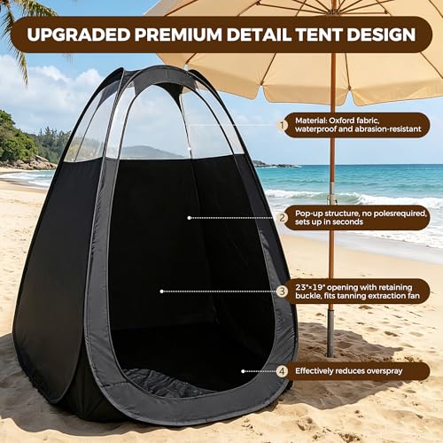 Black Large Spray Tan Tent Kit Portable Self Tanning Booth with Carry Bag Waterproof Floor