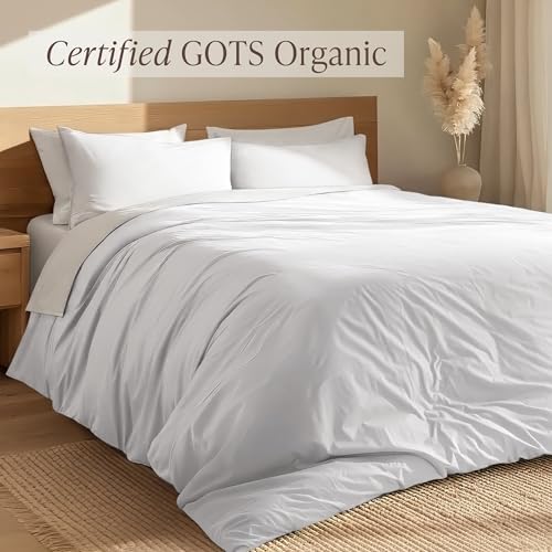 Bare Home Organic Cotton Percale Duvet Cover Set Twin XL White No Comforter - 100% Organic