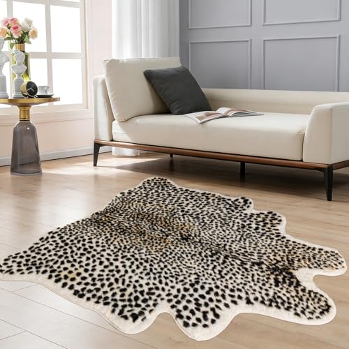 Seek4comfortable Leopard Print Rug 6.8x5.2 ft Faux Cheetah Animal Carpet