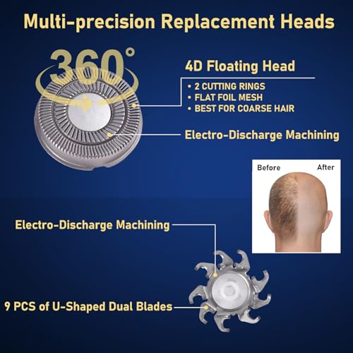 4pcs Shaver Replacement Blades for Skull Shaver Pitbull Caver PRO Series,Replacement Heads Compatible with Skull Shaver Pitbull Gold/Silver/Platinum/Diamond Pro Shaver and Palm Shaver