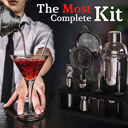 Gunmetal Highball & Chaser 13-Piece Cocktail Shaker Set Stainless Steel Bartender Kit
