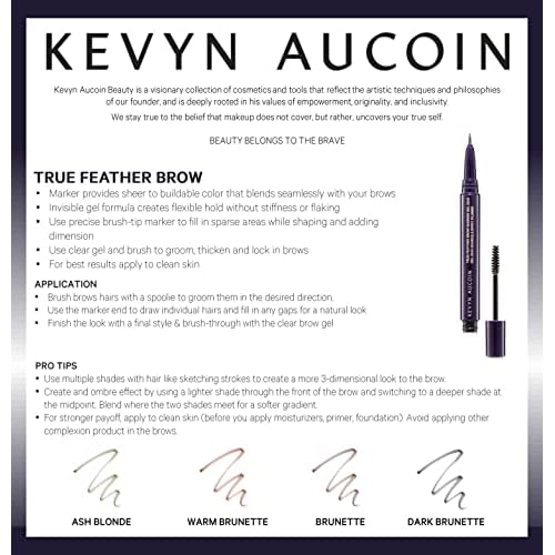 Kevyn Aucoin True Feather Brow Marker Gel Duo: Dual-ended. Shapes, defines + sets brows for full, natural finish. Precise makeup brush tip. Invisible gel formula creates flexible hold.