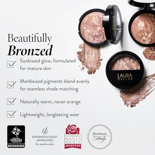 Laura Geller Baked Bronze-N-Brighten Bronzer Powder Medium 2.5oz - Self-Adjusting & Multi-Use