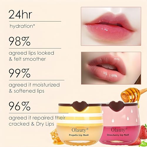 10 PCS Bee Lip Balm Honey Pot, Honey Lip Balm Bulk, Moisturising Sleep Lip Mask Overnight with Sticks, Reduce Lip Lines, Exfoliating Prevention Dry and Crack Lip Scrubs