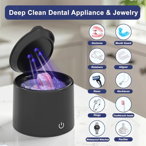 Ultrasonic Retainer Cleaner Black 48kHz Dental & Jewelry Cleaning Machine