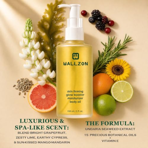 WALLZON Undaria Seaweed Body Oil 5oz - Hydrating Firming Moisturizer for Women
