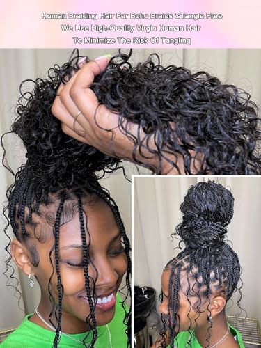 20 Inch Deep Wave Human Braiding Hair Bundles for Boho & Curly Styles - Natural Look