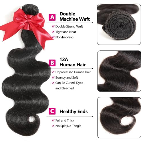 18 Inch Brazilian Body Wave Human Hair Bundles - 1 Bundle, 12A Virgin Remy Hair