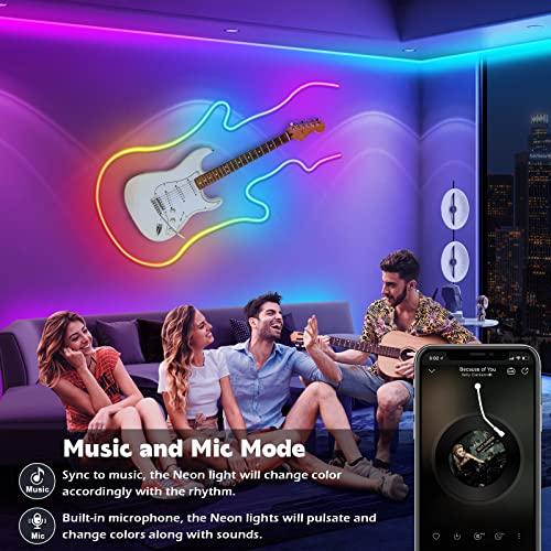 AILBTON 100FT RGB LED Neon Rope Lights - Waterproof Outdoor Flexible Strip with App/Remote, Music Sync, Multiple Modes