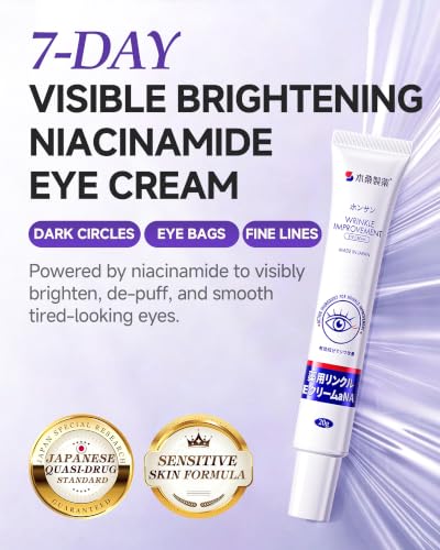Under Eye Cream for Dark Circles & Wrinkles with Niacinamide - Brightening & Hydrating