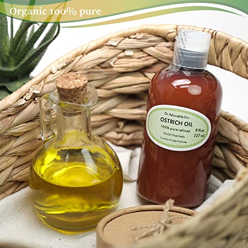 Pure Organic Ostrich Oil - 8 oz Skin & Hair Nourishing Moisturizer