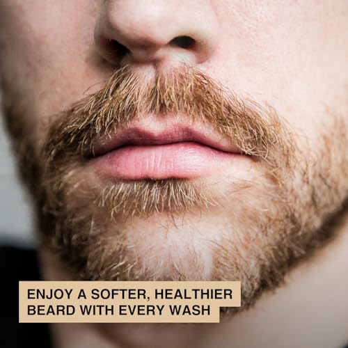 Beard Shampoo & Pouch Kit - Men¡¯s Beard Wash - Hydrate, Cleanse, Soften & Strengthen - For Itchy & Flaky Facial Hair - With Witch Hazel - All Skin & Beard Types - Vegan - Amber Leather Scent - 8oz