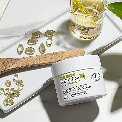 Replenix Glycolic Acid 10% Resurfacing Cream - Hydrating & Light Moisturizer, 1.6 oz, Skin Discoloration Treatment